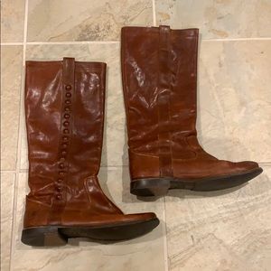 Frye Paige Stud Riding Tall Boots 7.5 Brown